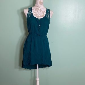 Mine brand high low midi mini teal green summer dress